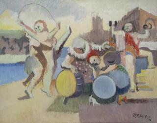 Appraisal: CASPER Robert Oil on Canvas Carnival Group Signed and dated