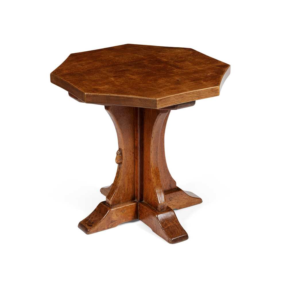 Appraisal: ROBERT 'MOUSEMAN' THOMPSON - OCTAGONAL TABLE S oak with carved