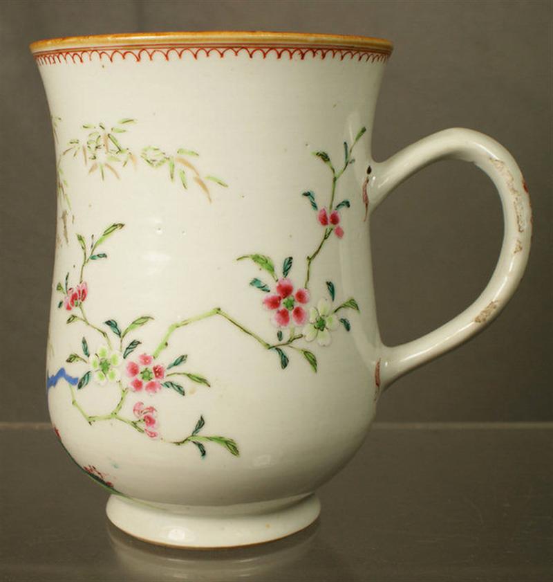 Appraisal: Chinese Export baluster shape porcelain mug with finely enameled bird