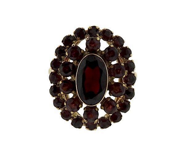 Appraisal: Antique K Gold Garnet Cluster Ring METAL K Gold GEMSTONES