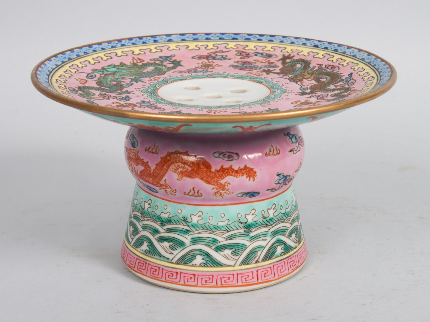 Appraisal: Chinese Famille Rose porcelain compote late th century dragon and