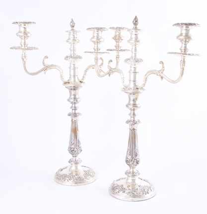 Appraisal: Pair Georgian Old Sheffield fused plate candelabra by Dixon Son