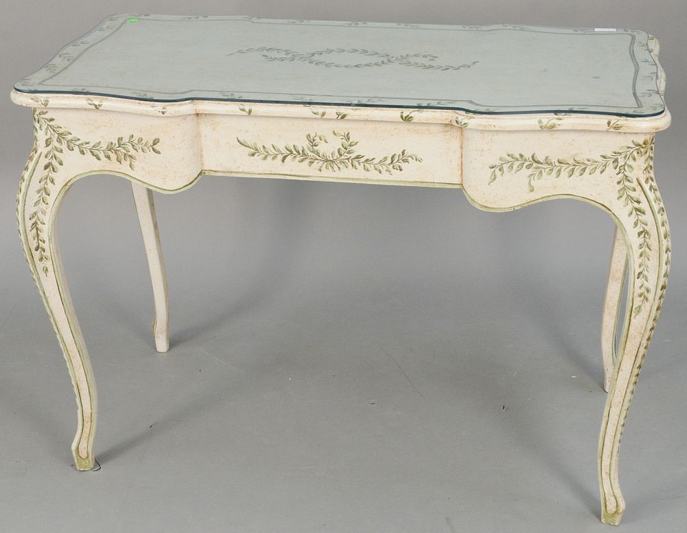 Appraisal: Two piece lot to include paint decorated Louis XV style