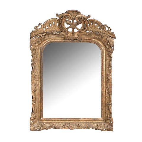 Appraisal: A French th century carved giltwood wall mirror The slightly