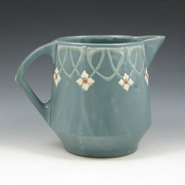 Appraisal: Roseville Aztec - pitcher in blue with squeezebag-decorated floral design