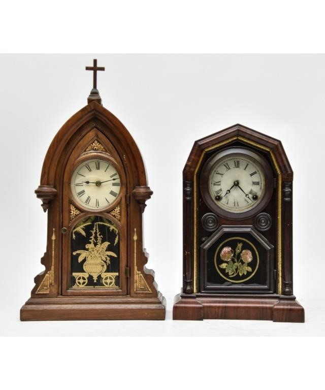 Appraisal: Gothic style parlor clock with alarm h x w x