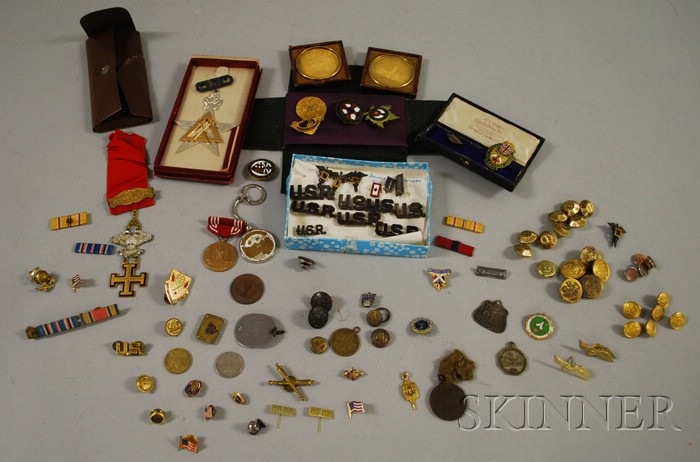 Appraisal: Group of Assorted Medals and Buttons including military and Boy