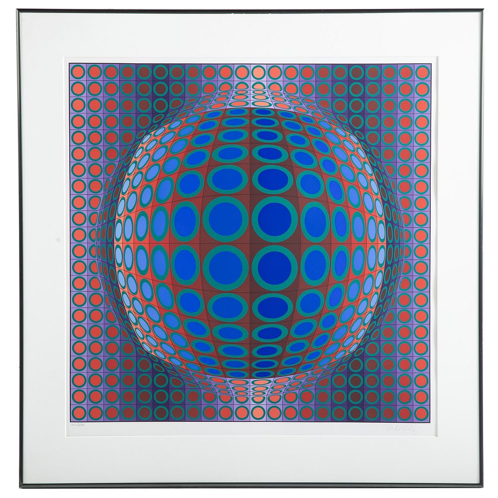 Appraisal: Victor Vasarely Op-Art Bulge Hungarian French - Serigraph ed pencil