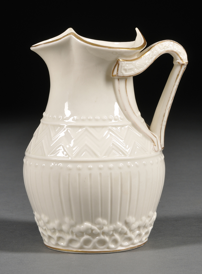 Appraisal: Belleek Porcelain Harp Jug Ireland c with gilt trim lines