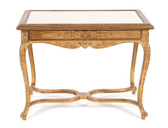 Appraisal: A Louis XV Style Carved Giltwood Center Table Height x