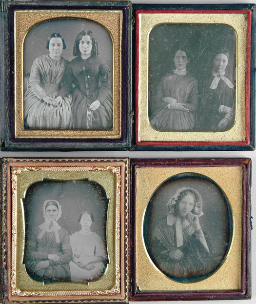 Appraisal: FOUR CASED PLATE DAGUERREOTYPES Three of two women seated the