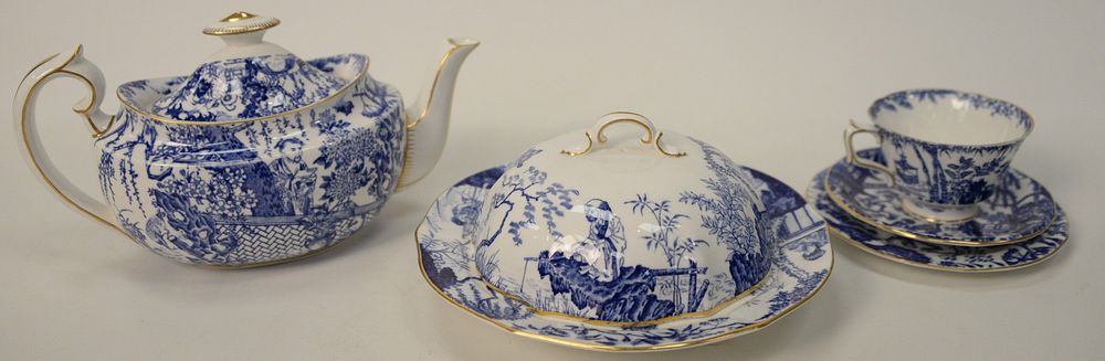 Appraisal: Forty-five piece Royal Crown Derby Blue Mikado tea service to