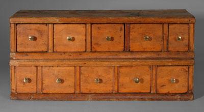 Appraisal: Ten-drawer spice box two rows of five drawers in joined