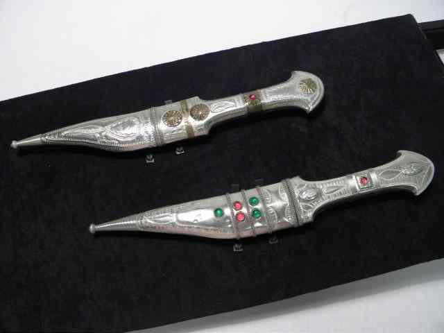 Appraisal: Two Jordanian or Palestinian Bedouin tribe side daggers th century