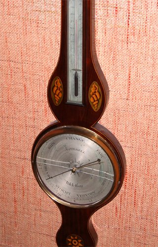 Appraisal: Title English Wheel Barometer with inlaid Mahogany case W Squirrell