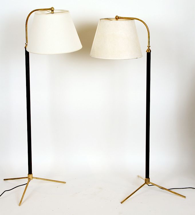 Appraisal: PAIR JACQUES ADNET STYLE FLOOR LAMPS CIRCA A pair of