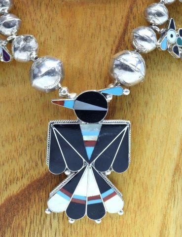 Appraisal: Native American Zuni silver content unknown necklace assembled graduated bench