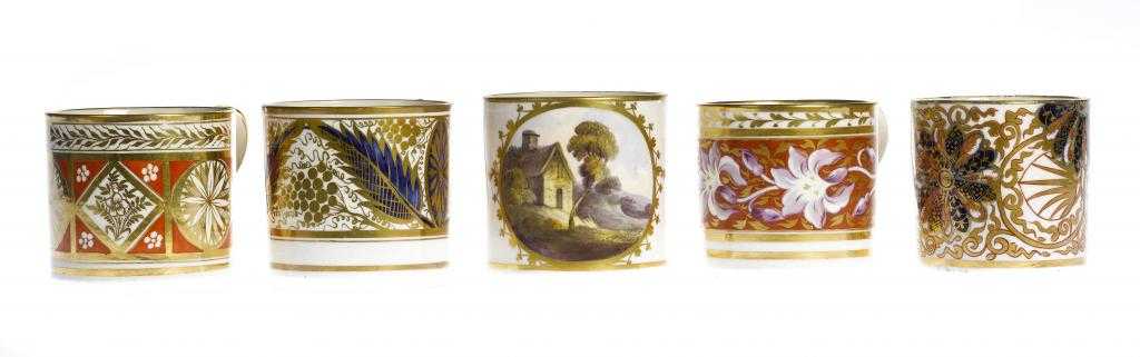 Appraisal: FIVE SPODE MILES MASON COALPORT AND OTHER COFFEE CANS one