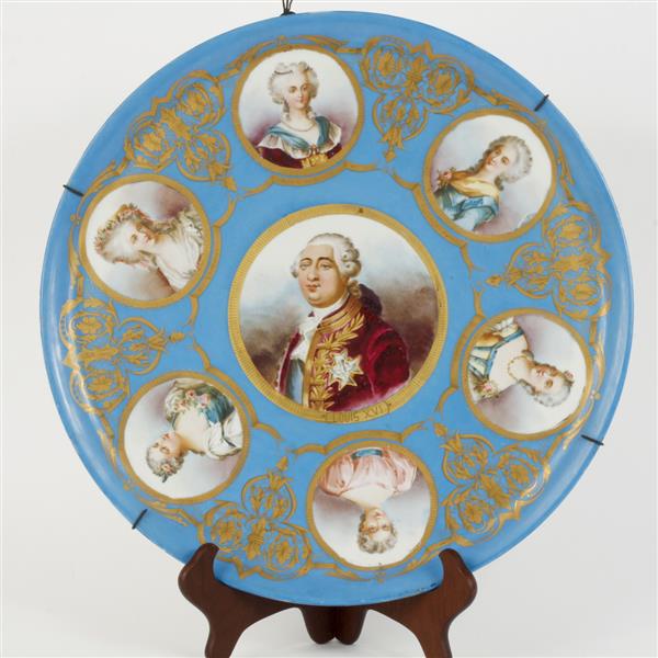 Appraisal: Large Sevres hand painted and gilt porcelain charger depicting Louis