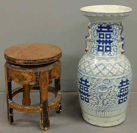 Appraisal: Blue and white Chinese porcelain urn h th c and