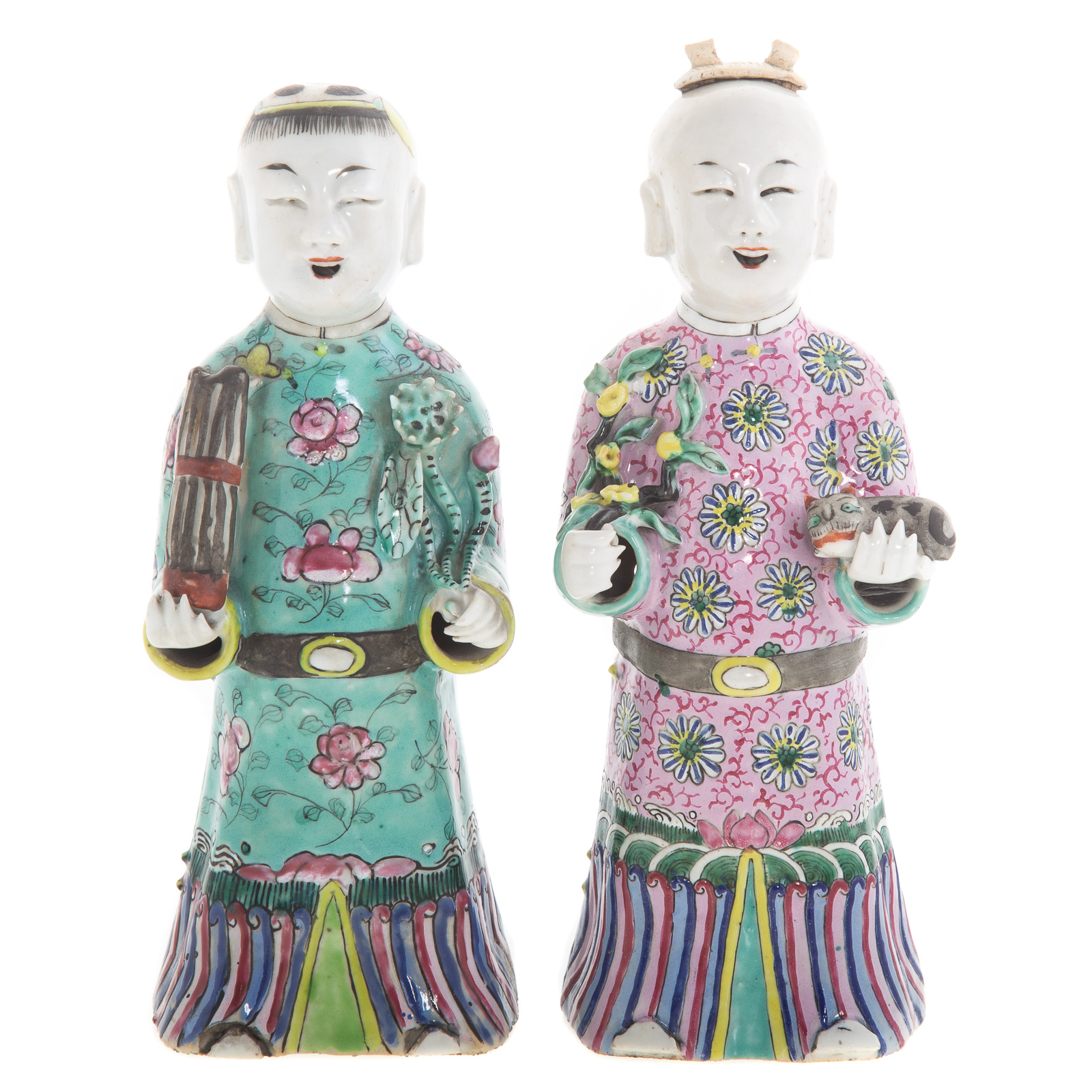 Appraisal: TWO CHINESE EXPORT FAMILLE ROSE FIGURES Mid th century standing