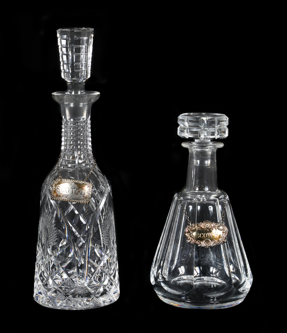 Appraisal: Baccarat crystal decanter cut glass decanter each with silver Scotch