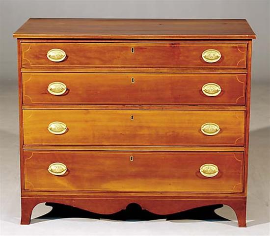 Appraisal: American inlaid cherry chest of drawers circa rectangular case with