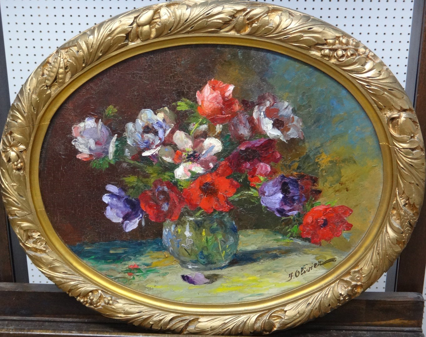 Appraisal: Ferdinand Olivier - Still life of anemones oil on canvas