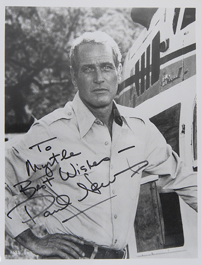 Appraisal: PAUL NEWMAN AUTOGRAPHED BLACK AND WHITE GLOSSY PHOTOGRAPH Signed in