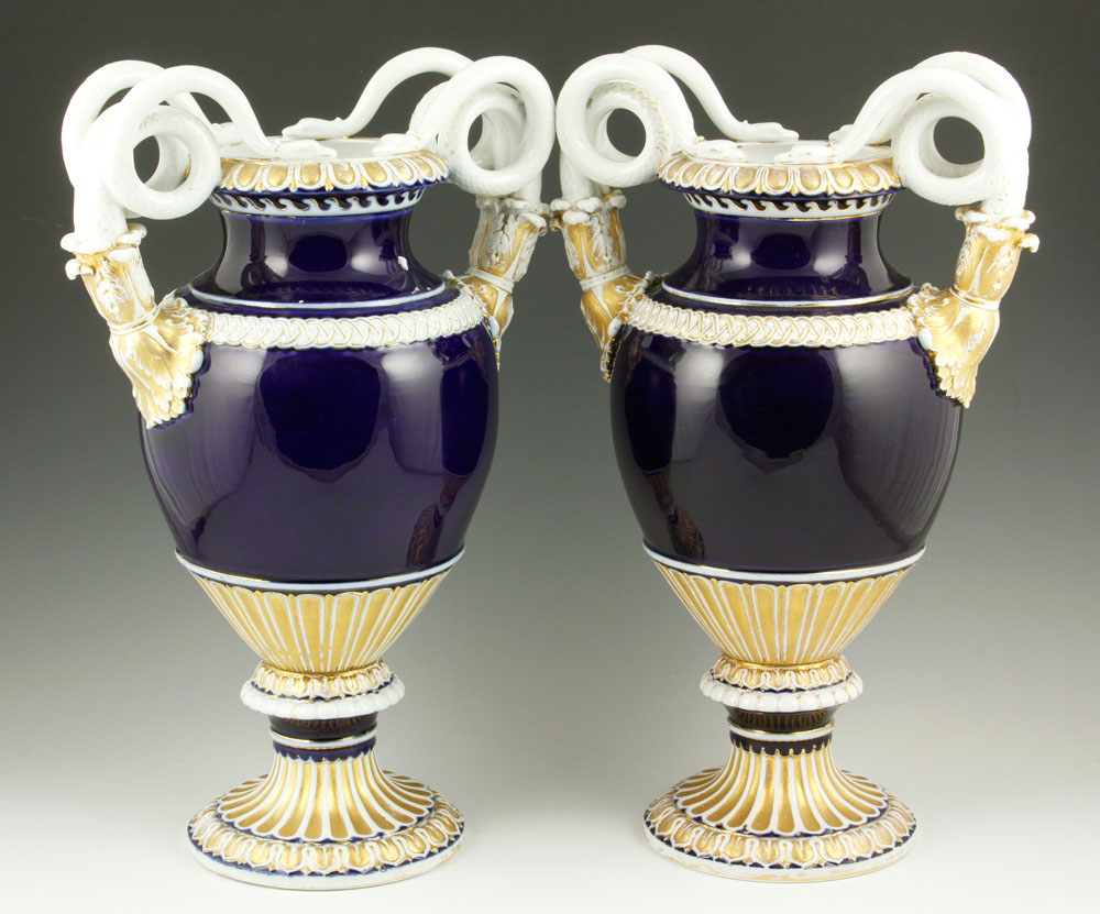 Appraisal: - th C Pair Meissen Urns th century pair of