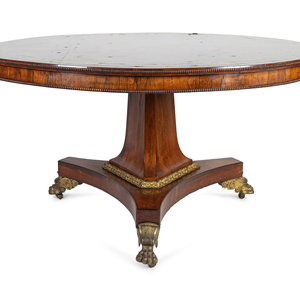 Appraisal: A Regency Bronze-Mounted and Brass-Inlaid Rosewood Center Table FIRST QUARTER