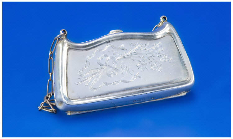 Appraisal: Ladies Silver Opera Purse Of Boat Shaped Form The Whole