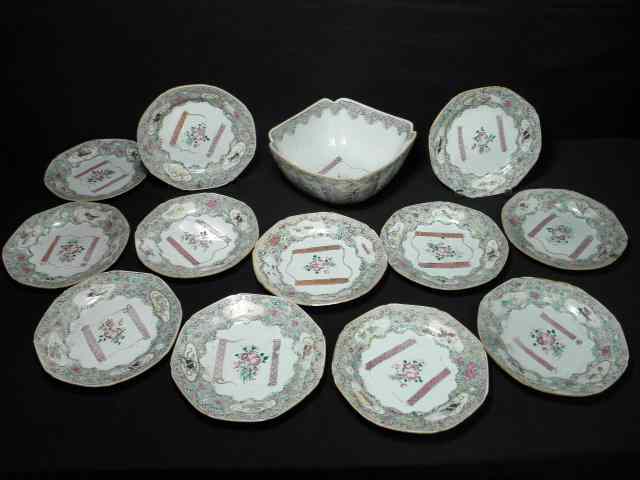 Appraisal: th century Chinese export famille rose porcelain plates and serving