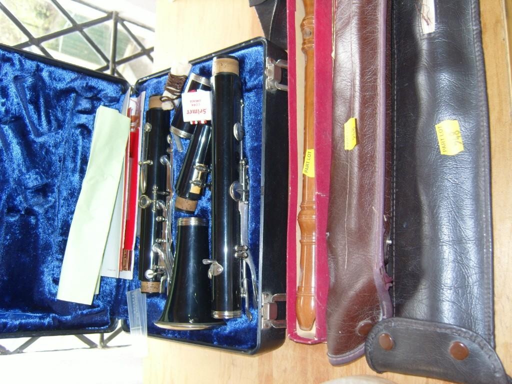 Appraisal: A cased clarinet together with three various recorders -