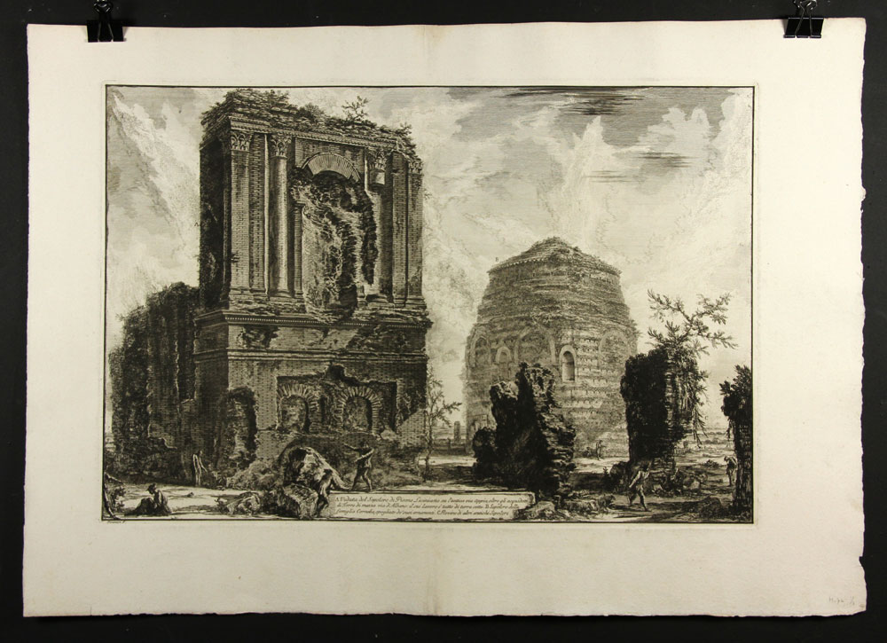 Appraisal: - Piranesi Veduta del Sepolcro di Pisone Liciniano Etching Giovanni