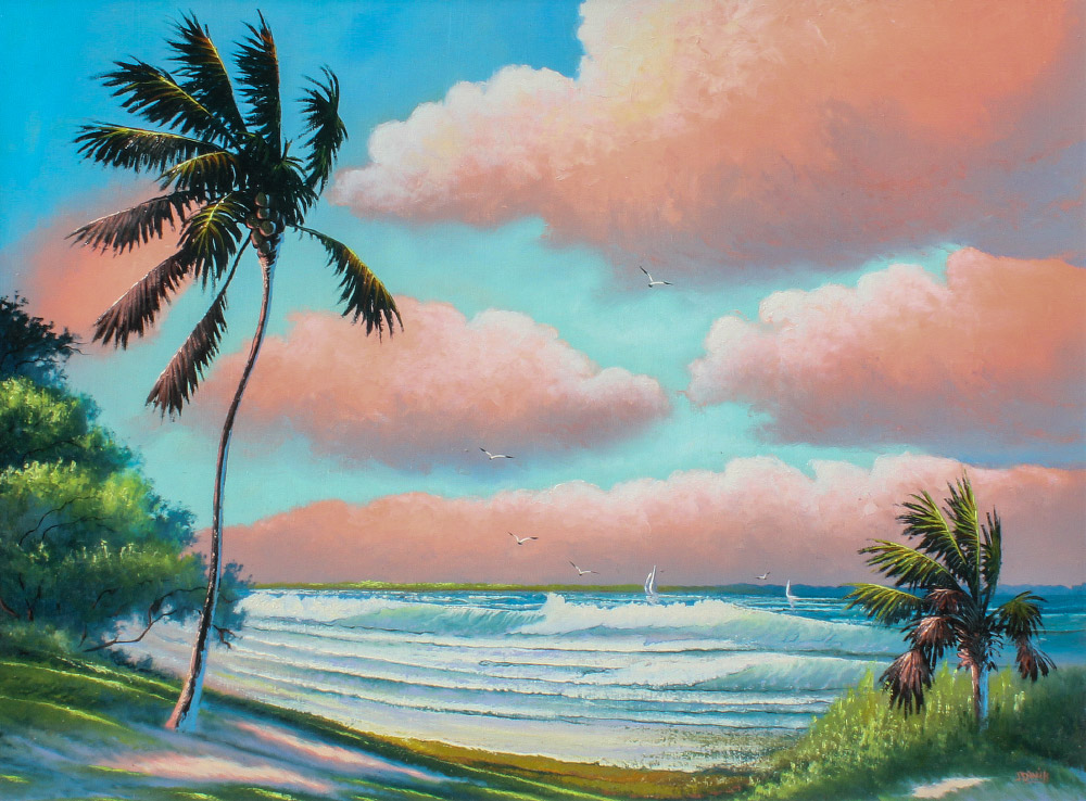 Appraisal: DANIELS Johnny American th Century Vibrant ''Rio Mar'' beach scene