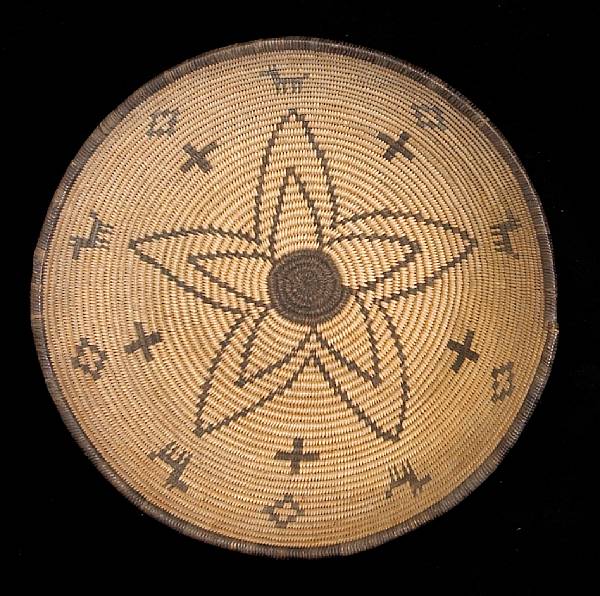 Appraisal: An Apache tray Having concentric five-pointed stars on the base