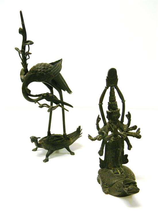 Appraisal: Two Asian metal sculptures female diety '' h the other