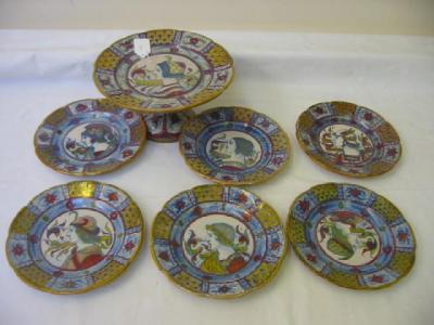 Appraisal: A DERUTA STYLE MAJOLICA PART DESSERT SERVICE comprising comport and