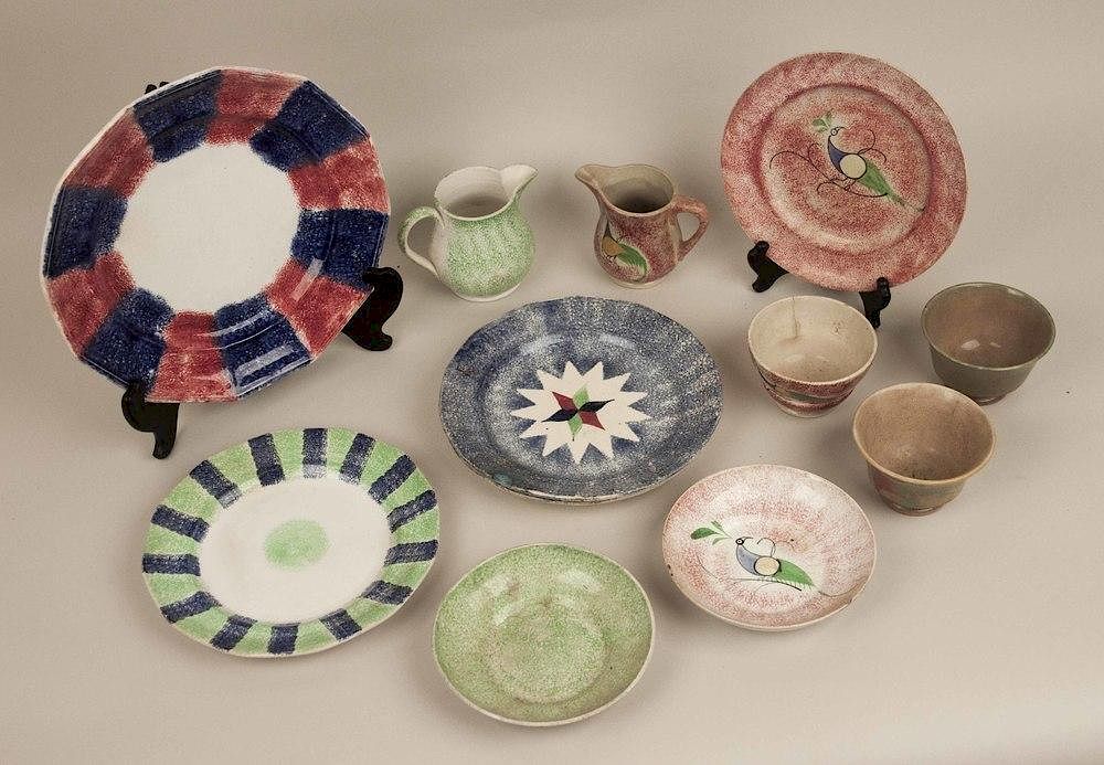 Appraisal: Assorted th c Spongeware Lot of pieces of assorted spongeware