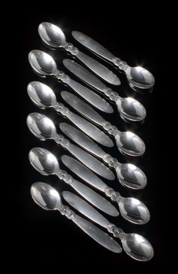 Appraisal: Twelve Georg Jensen Sterling Silver Cactus Demitasse Spoons the pattern