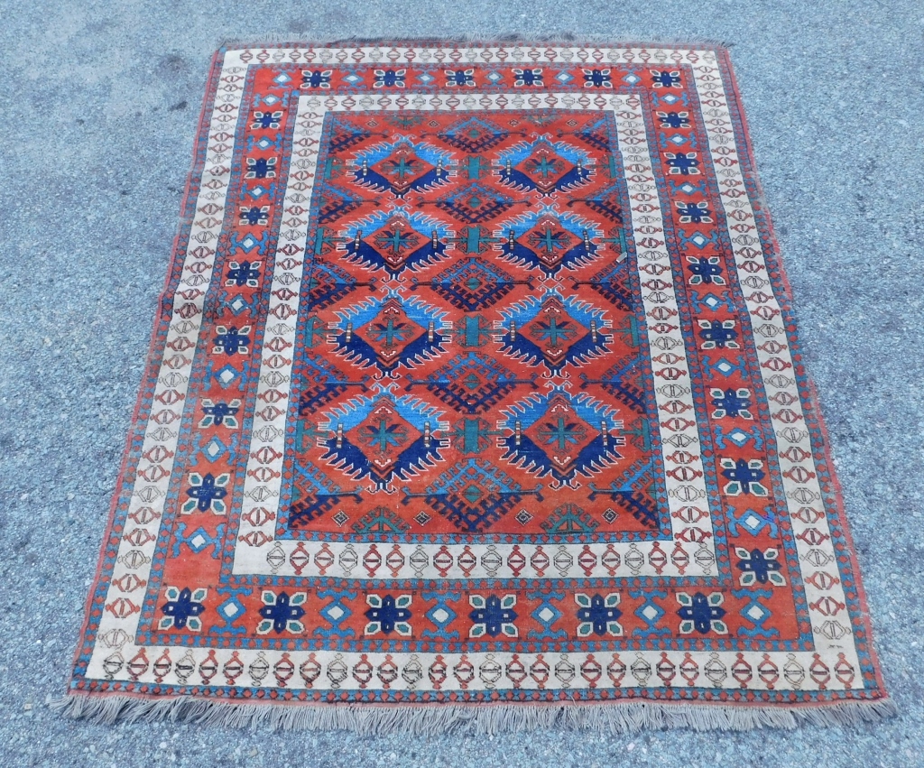 Appraisal: ESTATE CAUCASIAN ORIENTAL TRIBAL GEOMETRIC RUG Caucus Early-mid th CenturyIn