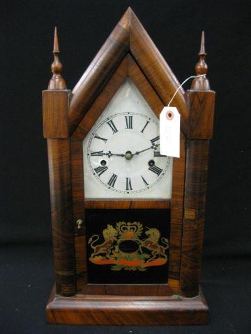 Appraisal: Victorian Steeple Clock coat of arms decor rosewood tall