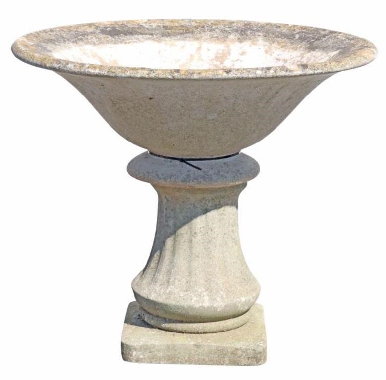 Appraisal: Cast stone standing garden planter having wide bowl rising on