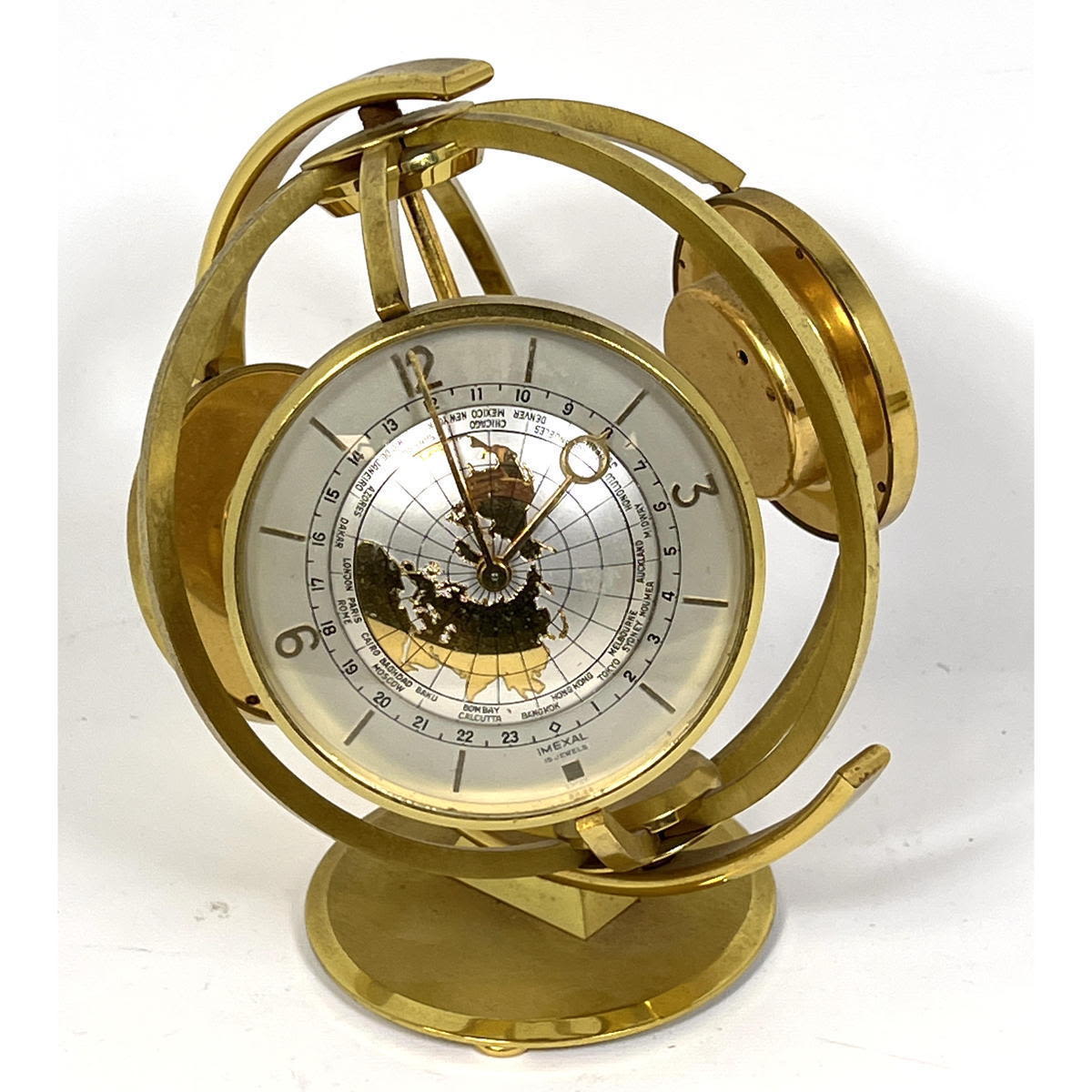 Appraisal: IMEXAL Jewels Globe style Modernist Clock World Globe Design with