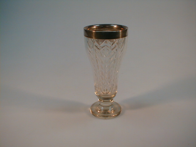 Appraisal: A cut crystal posy vase with deep silver rim Birmingham