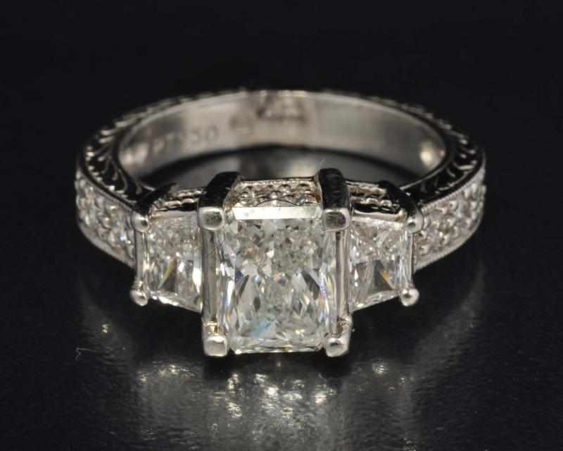 Appraisal: Platinum Diamond Ring Description Diamonds ct radiant cut center stone