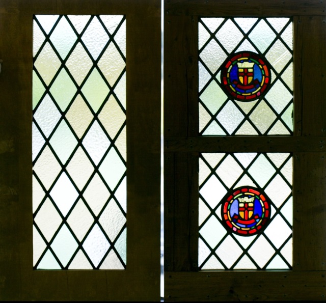 Appraisal: Pair of Stained Glass Windows One with diamond shaped glass