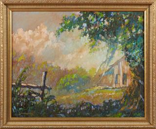 Appraisal: Don Wright - Louisiana Louisiana Cabin oil on canvas signed