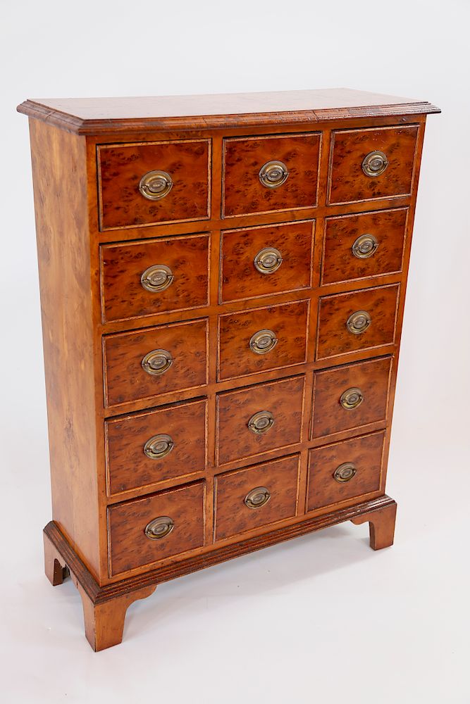 Appraisal: th C Bird's Eye Maple Fifteen-Drawer Apothecary Chest Exclusive on